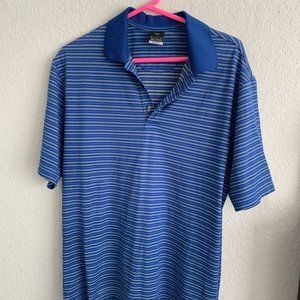 Nike Dri Fit Blue Striped Cotton Golf Polo